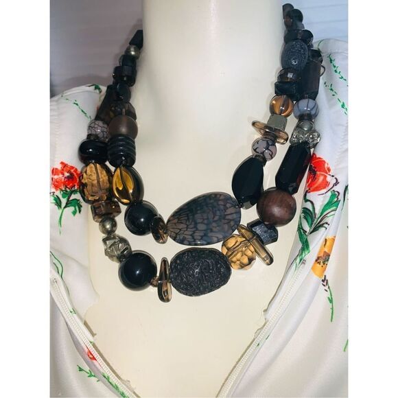 Vintage Stephen Dweck 925 Multi Stone Double Stranded Chunky Necklace 20” - Picture 14 of 16